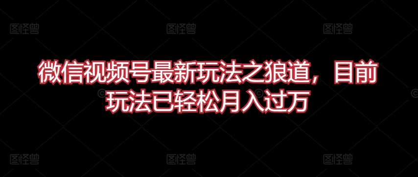 微信视频号最新玩法之狼道，目前玩法已轻松月入过万-副业城