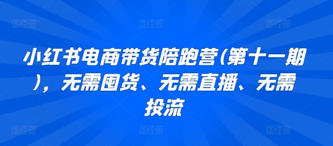 小红书电商带货陪跑营(第十一期)，无需囤货、无需直播、无需投流-副业城