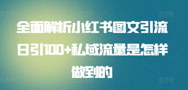 全面解析小红书图文引流日引100+私域流量是怎样做到的-副业城