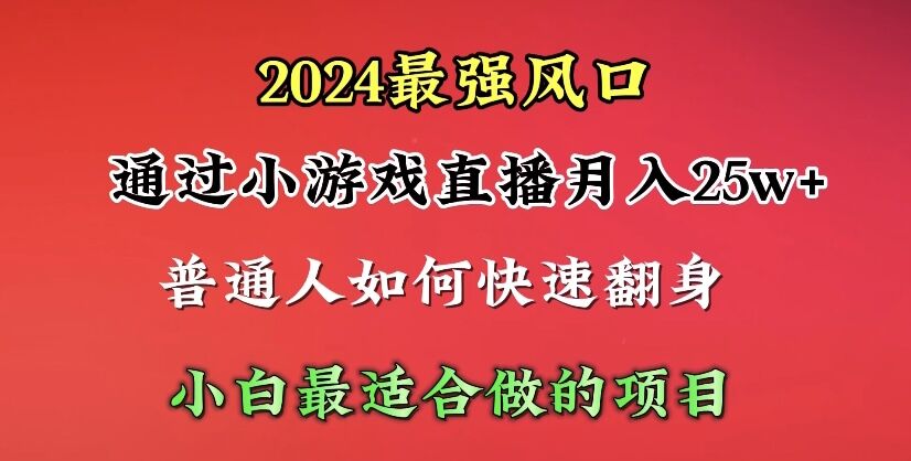 （10020期）2024年最强风口，通过小游戏直播月入25w+单日收益5000+小白最适合做的项目-副业城