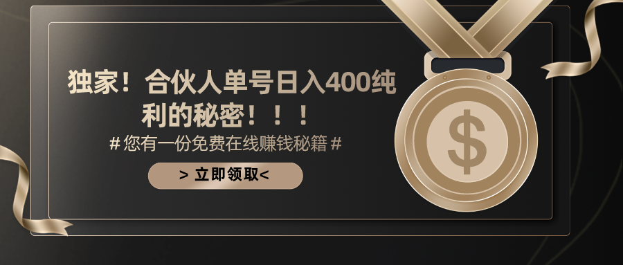 （10028期）合伙人广告撸金最新玩法，每天单号400纯利-副业城