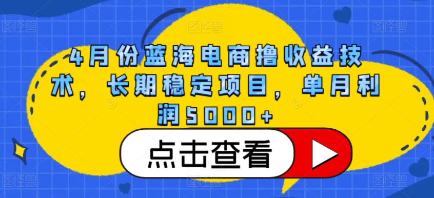4月份蓝海电商撸收益技术，长期稳定项目，单月利润5000+-副业城