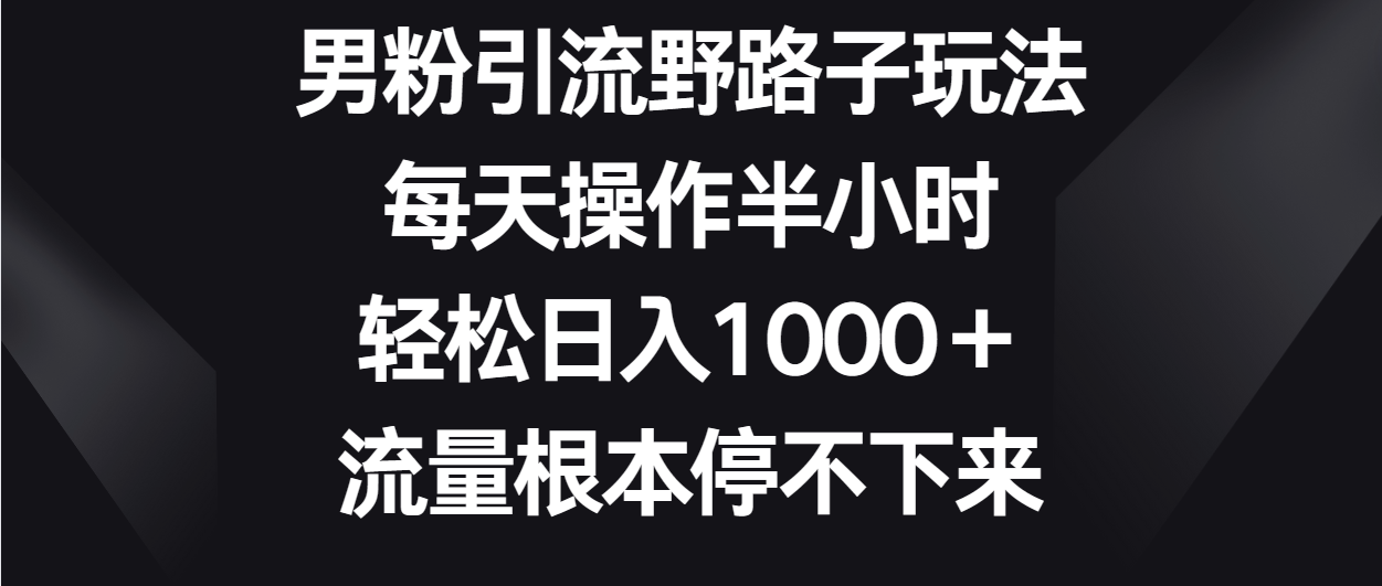 男粉引流野路子玩法，每天操作半小时轻松日入1000＋，流量根本停不下来-副业城