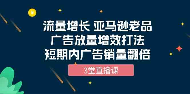 流量增长 亚马逊老品广告放量增效打法，短期内广告销量翻倍（3堂直播课）-副业城