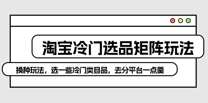 （10159期）淘宝冷门选品矩阵玩法：换种玩法，选一些冷门类目品，去分平台一点羹-副业城