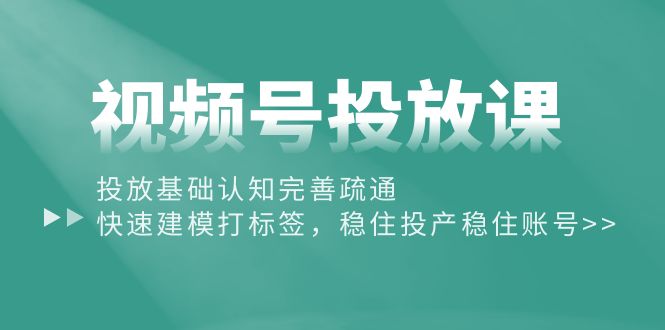 （10205期）视频号投放课：投放基础认知完善疏通，快速建模打标签，稳住投产稳住账号-副业城