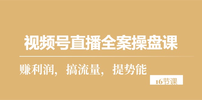 （10207期）视频号直播全案操盘课，赚利润，搞流量，提势能（16节课）-副业城