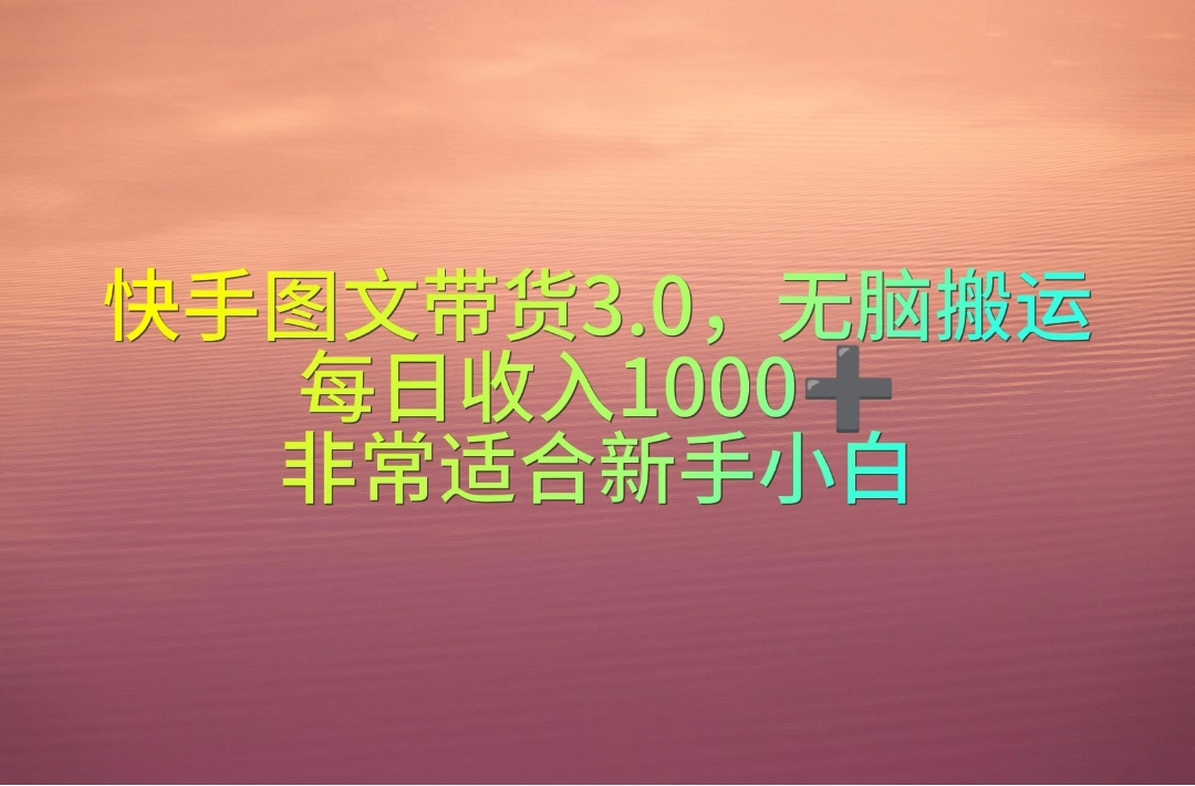 （10252期）快手图文带货3.0，无脑搬运，每日收入1000＋，非常适合新手小白-副业城