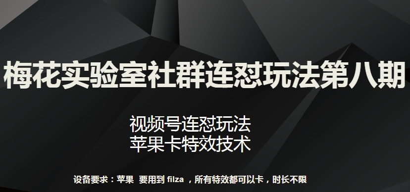 梅花实验室社群连怼玩法第八期，视频号连怼玩法 苹果卡特效技术-副业城