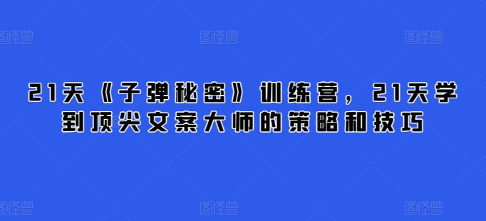 21天《子弹秘密》训练营，21天学到顶尖文案大师的策略和技巧-副业城