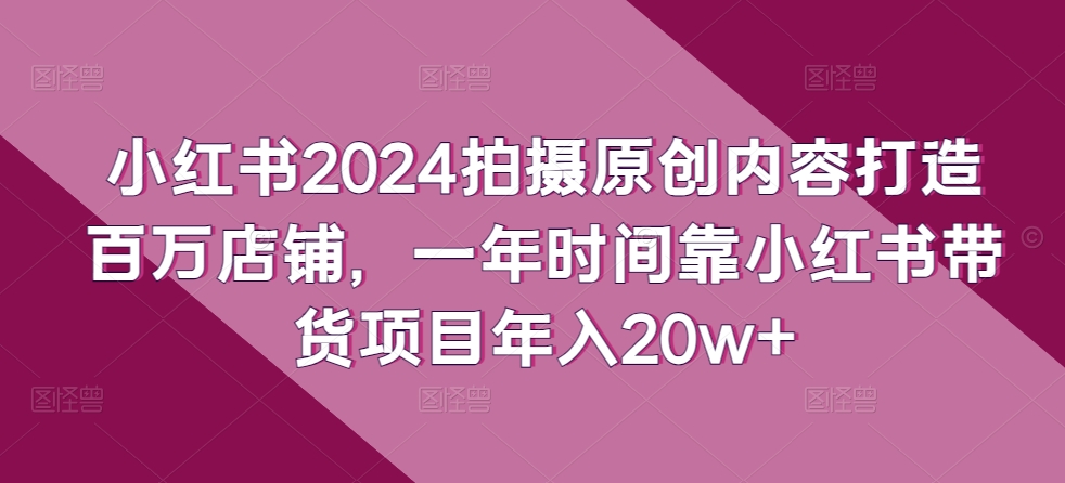 小红书2024拍摄原创内容打造百万店铺，一年时间靠小红书带货项目年入20w+-副业城