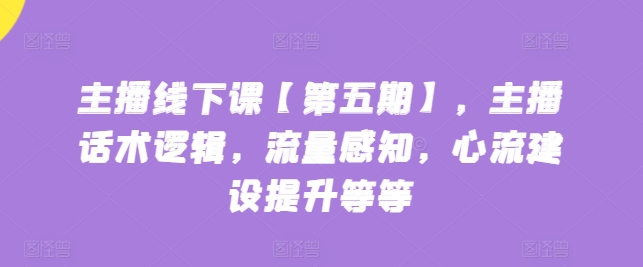 主播线下课【第五期】，主播话术逻辑，流量感知，心流建设提升等等-副业城