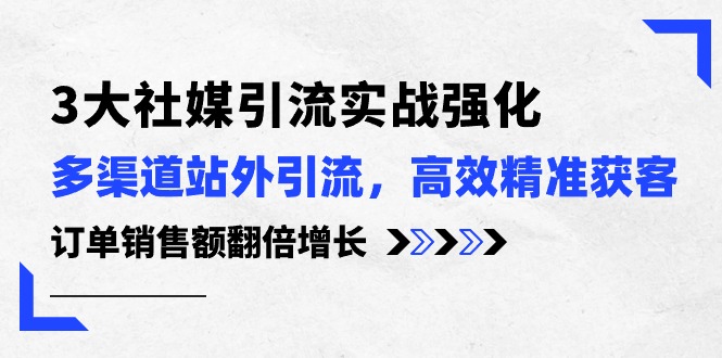 3大社媒引流实操强化，多渠道站外引流/高效精准获客/订单销售额翻倍增长-副业城