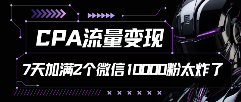 CPA流量变现，7天加满两个微信10000粉-副业城