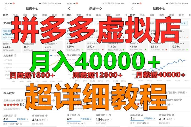 拼多多虚拟电商训练营月入40000+，全网最详细，你做你也行，暴利稳定长久-副业城