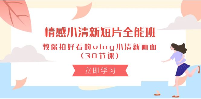 （10567期）情感 小清新短片-全能班，教你拍好看的vlog小清新画面 (30节课)-副业城