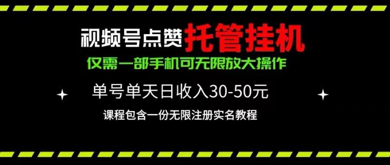 （10644期）视频号点赞托管挂机，单号单天利润30~50，一部手机无限放大（附带无限…-副业城