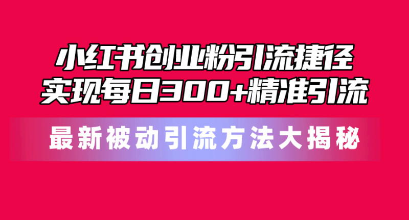 （10692期）小红书创业粉引流捷径！最新被动引流方法大揭秘，实现每日300+精准引流，内含免费工具-副业城