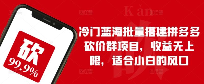 冷门蓝海批量搭建拼多多砍价群项目，收益无上限，适合小白的风口【揭秘】-副业城