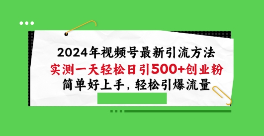 2024年视频号最新引流方法，实测一天轻松日引100+创业粉，简单好上手，轻松引爆流量【揭秘】-副业城