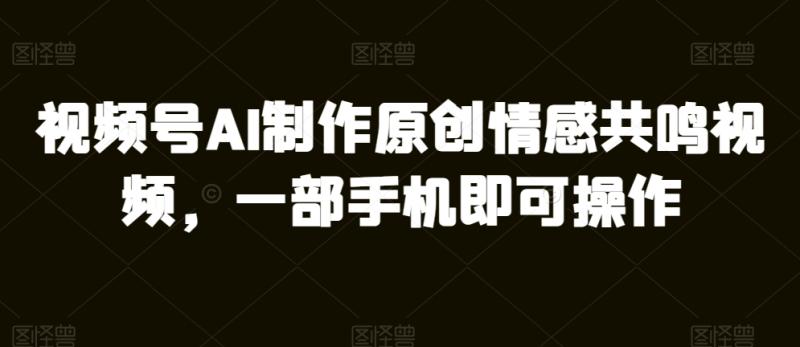 视频号AI制作原创情感共鸣视频，一部手机即可操作-副业城