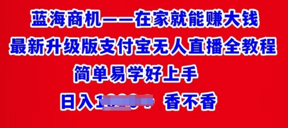 在家就能赚大钱最新升级版支付宝无人直播全教程，简单易学好上手-副业城