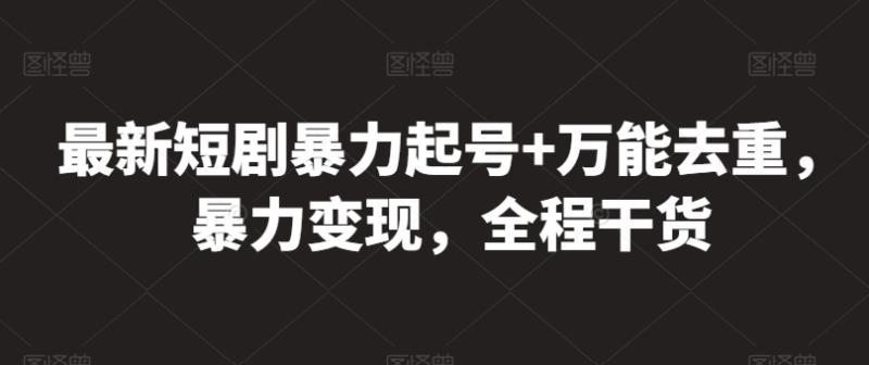 最新短剧暴力起号+万能去重，暴力变现，全程干货【揭秘】-副业城