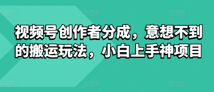 视频号创作者分成，意想不到的搬运玩法，小白上手神项目-副业城