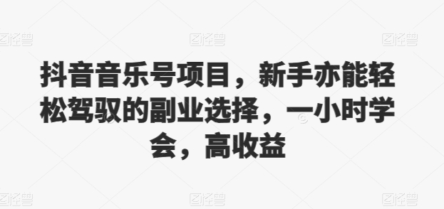 抖音音乐号项目，新手亦能轻松驾驭的副业选择，一小时学会，高收益-副业城