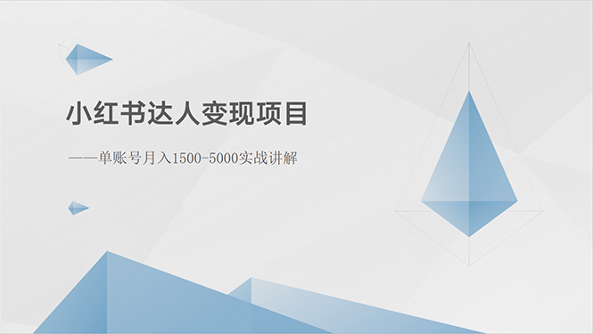 （10720期）小红书达人变现项目：单账号月入1500-3000实战讲解-副业城