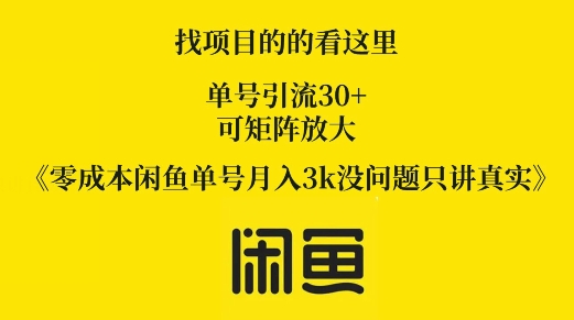 零成本闲鱼单号月入3k没问题只讲真实-副业城