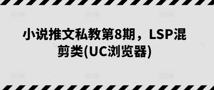 小说推文私教第8期，LSP混剪类(UC浏览器)-副业城