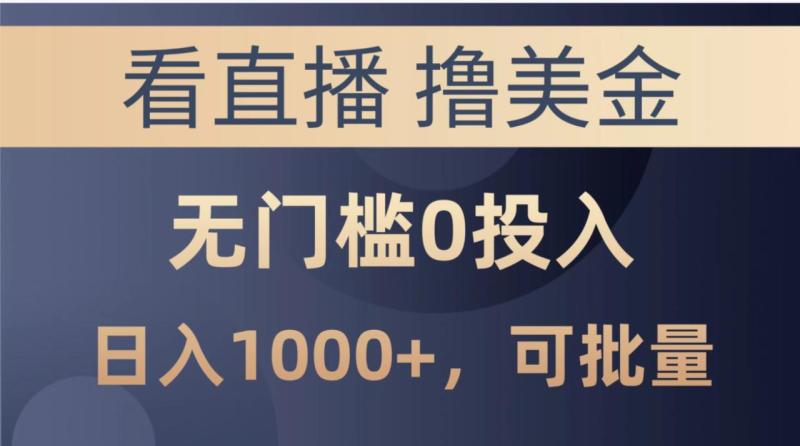 （10747期）最新看直播撸美金项目，无门槛0投入，单日可达1000+，可批量复制-副业城