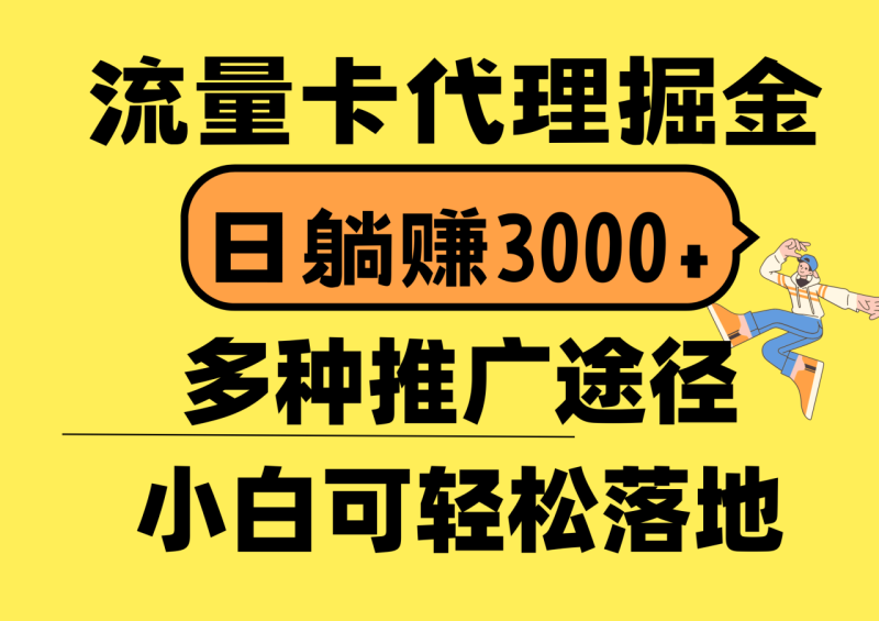 （10771期）流量卡代理掘金，日躺赚3000+，首码平台变现更暴力，多种推广途径，新…-副业城