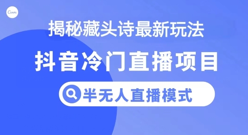 抖音蓝海藏头诗项目，半无人直播模式，小白轻松入手-副业城