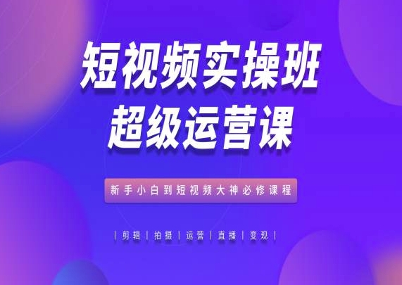 短视频实操班超级运营课，新手小白到短视频大神必修课程-副业城