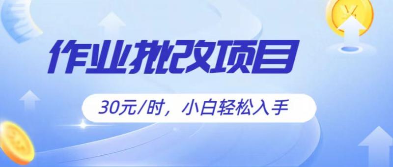 作业批改项目30元/时，简单小白轻松入手，非常适合兼职-副业城