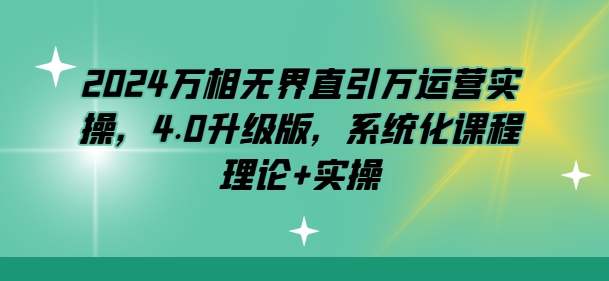 2024万相无界直引万运营实操，4.0升级版，系统化课程 理论+实操-副业城