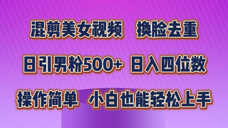 （10908期）混剪美女视频，换脸去重，轻松过原创，日引色粉500+，操作简单，小白也能轻松上手-副业城