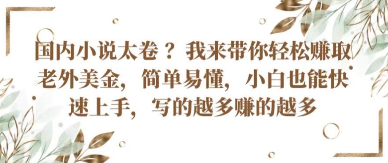 国内小说太卷 ?带你轻松赚取老外美金，简单易懂，小白也能快速上手，写的越多赚的越多【揭秘】-副业城