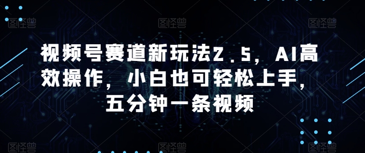 视频号赛道新玩法2.5，AI高效操作，小白也可轻松上手，五分钟一条视频-副业城