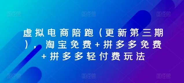 虚拟电商陪跑(更新第三期)，淘宝免费+拼多多免费+拼多多轻付费玩法-副业城