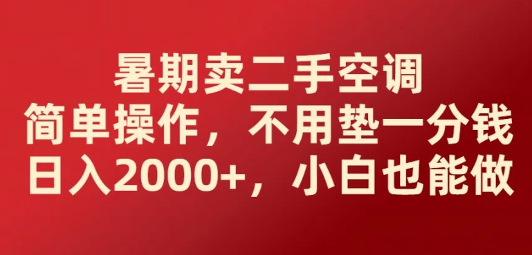 暑期卖二手空调简单操作，不用垫一分钱日入2000+，小白也能做-副业城