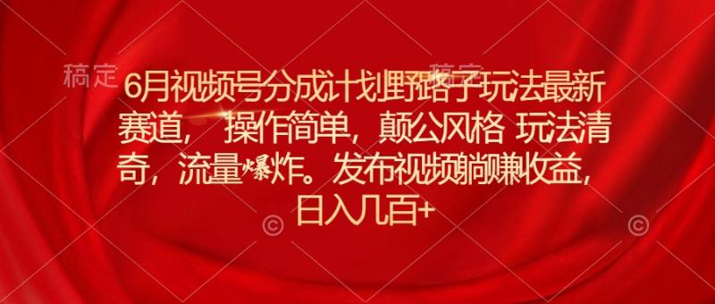 （11040期）6月视频号分成计划野路子玩法最新赛道操作简单，颠公风格玩法清奇，流量爆炸-副业城