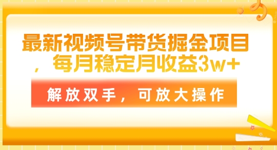 最新视频号带货掘金项目，每月稳定月收益1w+，解放双手，可放大操作-副业城