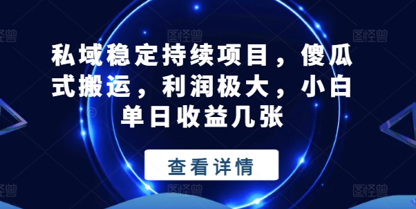 私域稳定持续项目，傻瓜式搬运，利润极大，小白单日收益几张【揭秘】-副业城