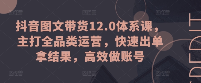 抖音图文带货12.0体系课，主打全品类运营，快速出单拿结果，高效做账号-副业城