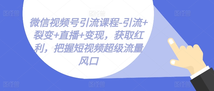 微信视频号引流课程-引流+裂变+直播+变现，获取红利，把握短视频超级流量风口-副业城