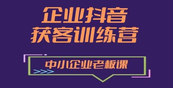 企业抖音营销获客增长训练营，中小企业老板必修课-副业城