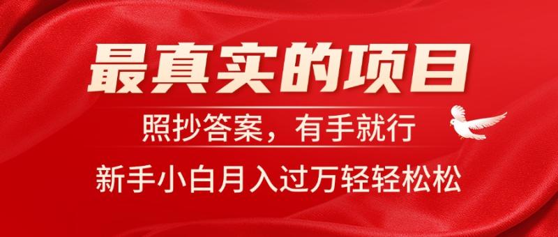 （11362期）最真实的项目，照抄答案，有手就行，新手小白月入过万轻轻松松-副业城